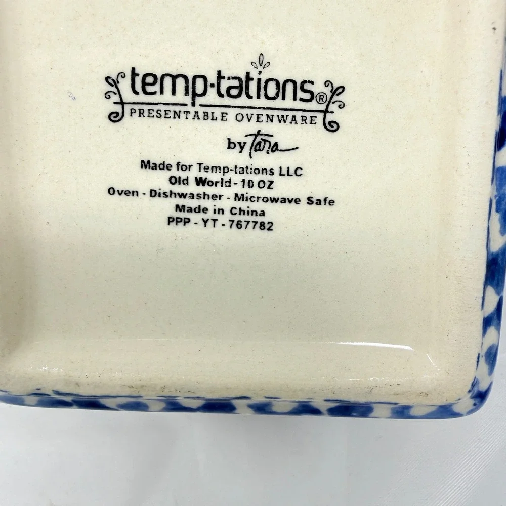 Temptations by Tara Old World Floral Blue Single Serve Ramekins 10 Oz Set of 4